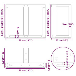 vidaXL Pieds de table basse forme de T 2pcs anthracite 50x25x(42-43)cm pas cher