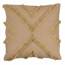 Paris Prix Coussin Déco Croix Franges 43x43cm Beige