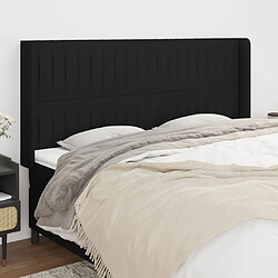 vidaXL Tête de lit avec oreilles Noir 183x16x118/128 cm Tissu