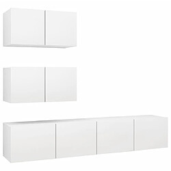 Maison Chic Ensemble de meubles TV 4 pcs | Banc TV Moderne pour salon | Meuble de Rangement - Blanc Aggloméré -MN44380