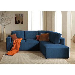 Lisa Design Livy - canapé d'angle convertible - avec coffre - en velours côtelé - 5 places - droit Livy - canapé d'angle convertible - avec coffre - en velours côtelé - 5 places - droit - Bleu Ardoise