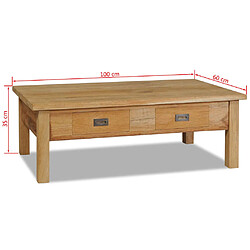 vidaXL Table basse teck massif 100x60x35 cm pas cher