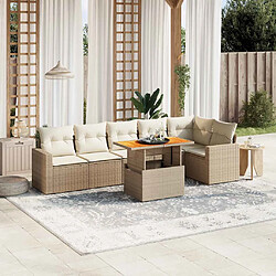 vidaXL Salon de jardin avec coussins 7 pcs beige résine tressée