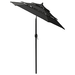 Avis ComfortXL Parasol à 3 Niveaux Avec Mât En Aluminium Noir 2 M