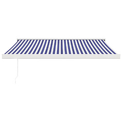 Avis Maison Chic Store banne | Auvent rétractable de porte | Marquise Brise-soleil bleu et blanc 3,5x2,5 m tissu et aluminium -GKD94732