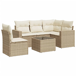 vidaXL Salon de jardin avec coussins 6 pcs beige résine tressée