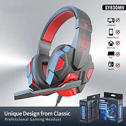 General Casque de jeu filaire, prise audio 0,1 pouce, coussinets en mousse à mémoire de forme, lumière LED, basses surround, léger, compatible avec PC, PlayStation, Xbox, Nintendo Switch.(bleu) pas cher