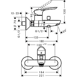 Mitigeur bain/douche HANSGROHE Logis E chromé - 71403000