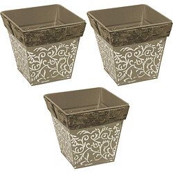 Aubry Gaspard Cache pot en zinc et écorces (Lot de 3).