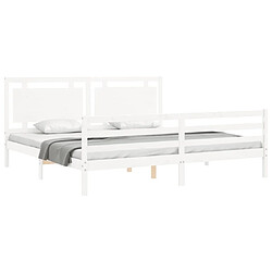 Avis Maison Chic Lit adulte - Cadre Structure de lit avec tête de lit Contemporain blanc 200x200 cm bois massif -MN18615