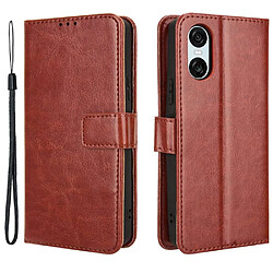 Htdmobiles Housse pour Sony Xperia 10 VI - etui coque pochette portefeuille + verre trempe - MARRON