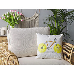 Beliani Lot de 2 coussins RUSCUS Coton 45 x 45 cm Abstrait Blanc