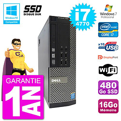 PC Dell 7020 SFF Intel i7-4770 RAM 16Go SSD 480Go Graveur DVD Wifi W7 - Occasion