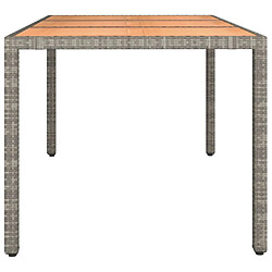 Avis vidaXL Table de jardin et dessus en bois Gris Résine tressée et acacia