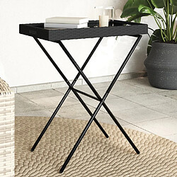 vidaXL Table à plateau pliable noir 65x40x75 cm résine tressée