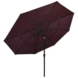 ComfortXL Parasol à 3 Niveaux Avec Mât En Aluminium Bordeaux 3,5 M