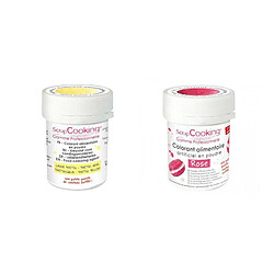 Scrapcooking 2 colorants alimentaires en poudre - rose-jaune pastel