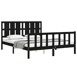 Acheter Maison Chic Lit adulte - Cadre Structure de lit avec tête de lit Contemporain noir King Size bois massif -MN34592