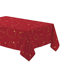 Douceur D'Interieur Nappe rectangulaire antitache et infroissable Etoiles scintillantes - 150 x 240 cm - Rouge et or