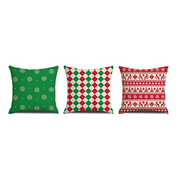 YP Select 3pcs noël wapiti couverture de coussin de neige treillis housse de coussin en lin imprimé - 2 vert 45X45Cm