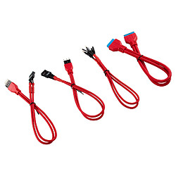 Corsair CC-8900246 Kit d'extension gainé pour panneau avant (30 cm) - Rouge - Kit de rallonges de câbles pour front panel - Rouge