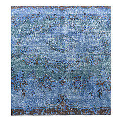 Avis Vidal Tapis de laine 254x160 Bleu Ultra Vintage