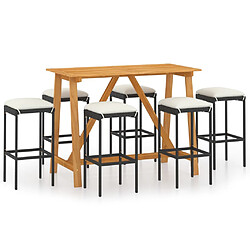 vidaXL Ensemble de bar de jardin avec coussins 7 pcs Noir