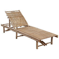 Helloshop26 Transat chaise longue bain de soleil lit de jardin terrasse meuble d'extérieur avec coussin bambou 02_0012287