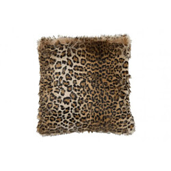 Dansmamaison Coussin Imitation Fourrure Leopard Noir/Marron