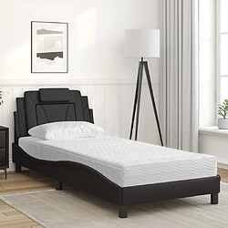 Avis Vidaxl Lit avec matelas noir 90x190 cm similicuir