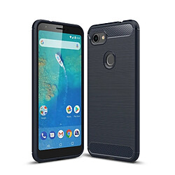 Wewoo Coque en TPU antichoc fibre de carbone texture brossée pour Google Pixel 3XL Lite (bleu marine)