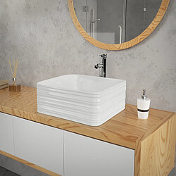 ML-Design Vasque à poser en céramique lavabo avec garniture de vidage blanc 390x390x150 mm