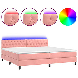 vidaXL Sommier à lattes de lit avec matelas et LED Rose 200x200 cm