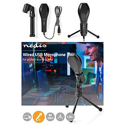 NEDIS Microphone filaire Streaming omnidirectionnel Tripod USB Mac OS X et PC pour réunions entretiens podcasts YouTube Gaming