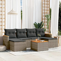 vidaXL Salon de jardin avec coussins 7 pcs gris résine tressée