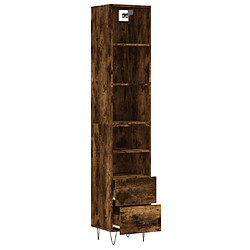 Avis vidaXL Buffet haut Chêne fumé 34,5x34x180 cm Bois d'ingénierie