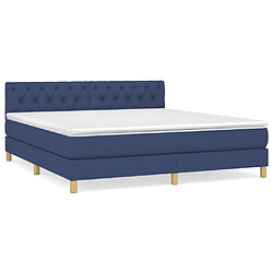 vidaXL Sommier à lattes de lit avec matelas Bleu 160x200 cm Tissu