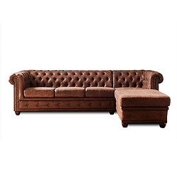 Lisa Design Winston - Canapé d'angle Chesterfield - 4 places - style industriel - droit pas cher