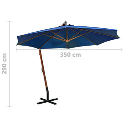 vidaXL Parasol de jardin suspendu avec mât bleu azuré bois de sapin pas cher