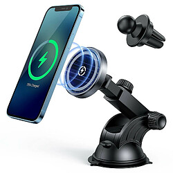 Chrono Support de chargeur de voiture magnétique sans fil 15 W Compatible avec iPhone 12/12 Pro/12 Pro Max/12 Mini,(noir)