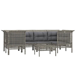 Avis Maison Chic Salon de jardin 7 pcs + coussins - Mobilier/Meubles de jardin - Table et chaises d'extérieur Gris Résine tressée -MN98232