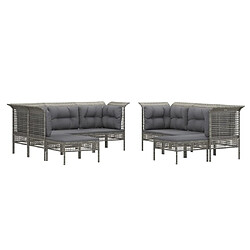 Avis Maison Chic Salon de jardin 9 pcs + coussins - Mobilier/Meubles de jardin - Table et chaises d'extérieur Gris Résine tressée -MN30588