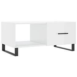 vidaXL Table basse Blanc brillant 90x50x40 cm Bois d'ingénierie