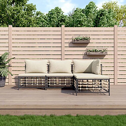 Maison Chic Salon de jardin 4 pcs + coussins - Mobilier/Meubles de jardin - Table et chaises d'extérieur anthracite résine tressée -MN29311