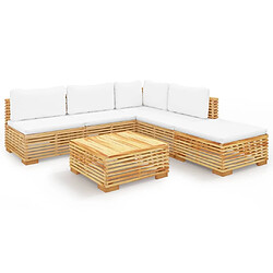 Maison Chic Salon de jardin 6 pcs + coussins - Mobilier/Meubles de jardin - Table et chaises d'extérieur Bois de teck solide -MN22715