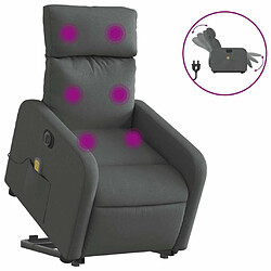 Maison Chic Fauteuil Relax pour salon, Fauteuil inclinable de massage électrique Gris foncé Tissu -GKD36941