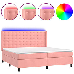 vidaXL Sommier à lattes de lit matelas et LED Rose 200x200 cm Velours