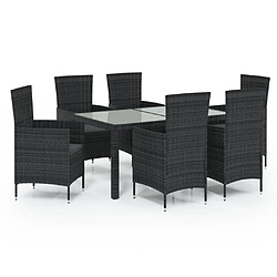 vidaXL Salon de jardin 7 pcs avec coussins résine tressée noir