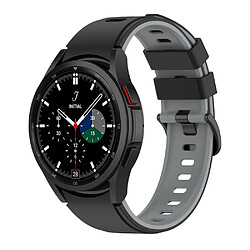 Bracelet en silicone bicolore, respirant, noir/gris pour votre Samsung Watch4 40mm 44mm/Watch4 Classic 42mm 46mm/Watch Active2 40mm 44mm/Watch3 41mm