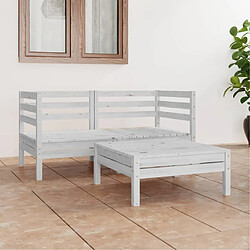 Maison Chic Ensemble de salle à manger de jardin 3 pcs,Table et chaises d'extérieur blanc bois de pin massif -GKD183831